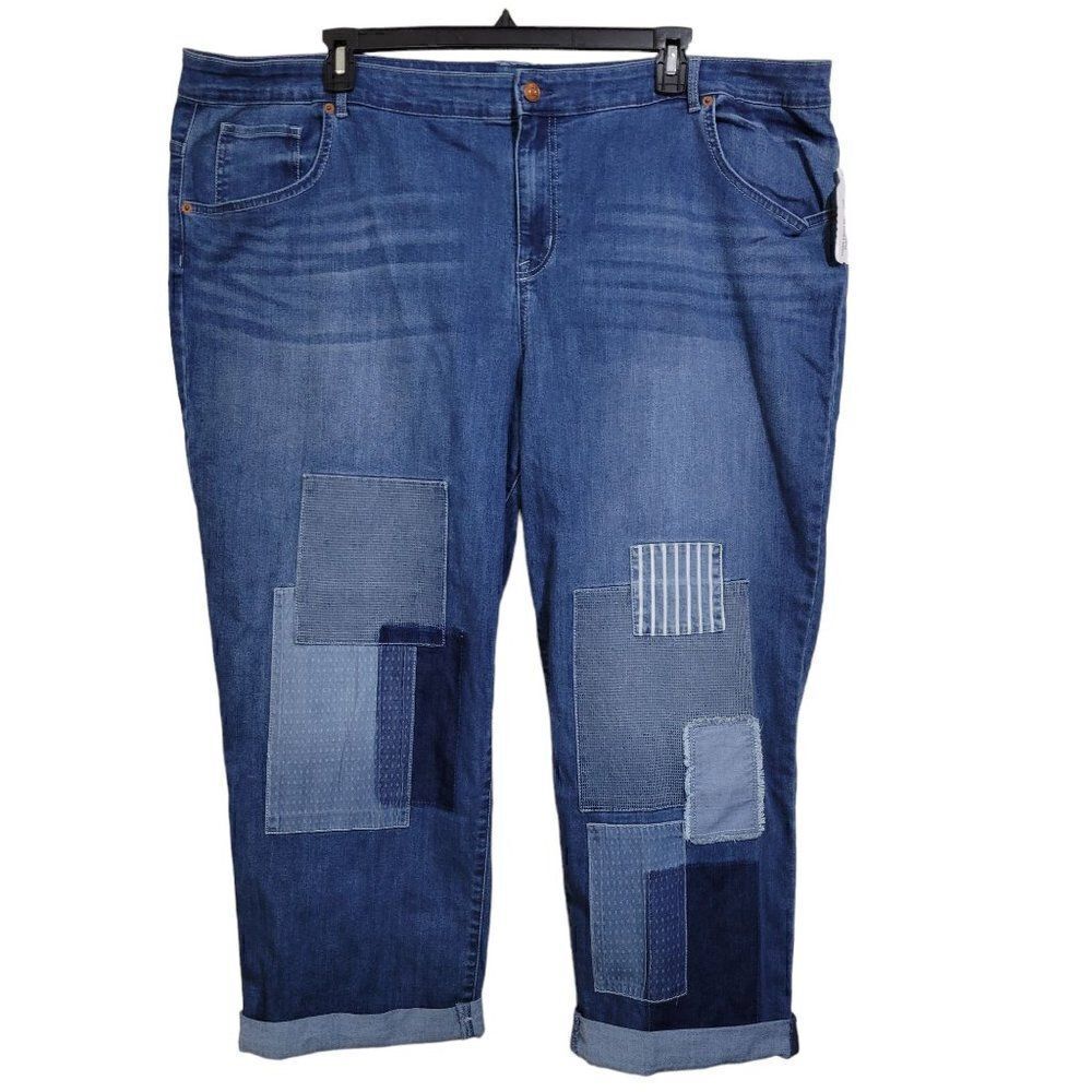 LOGO Lavish by Lori Goldstein Regular Indigo Slim-Leg Boyfriend Jeans (Size 28W)